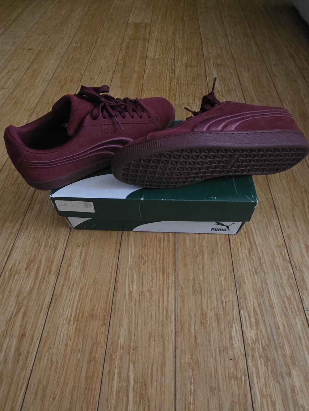 Puma Men’s Low-Top Suede Sneakers — Burgundy